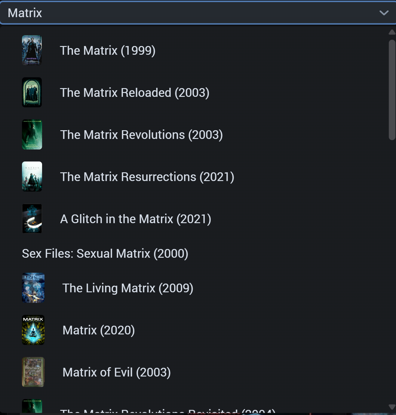 Quick search screenshot